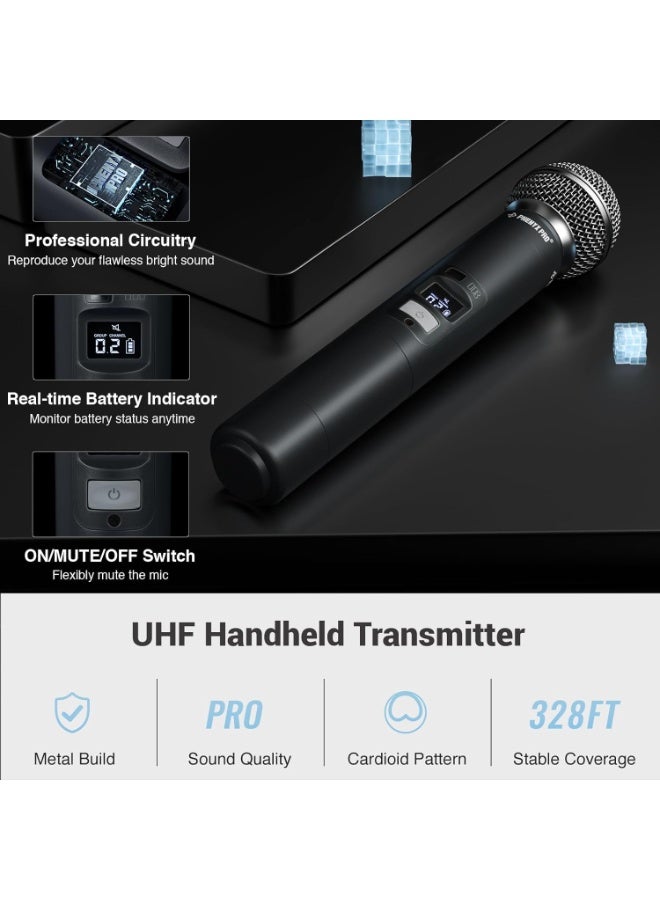 Phenyx Pro PTU-71 New UHF Wireless Microphone System – Professional Multi-Channel Cordless Handheld, Bodypack, Lapel & Headset Mic Set For Long-Range Performance, PA System, Church, Presentations & Events - Image 5